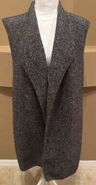 Vince Womens Vest Mixed Media Open Front Cardigan Long Line Wool Cotton Blend M